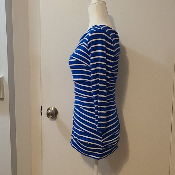 Blue and White Striped "Ruffle" Shirt - Picture 3 of 4